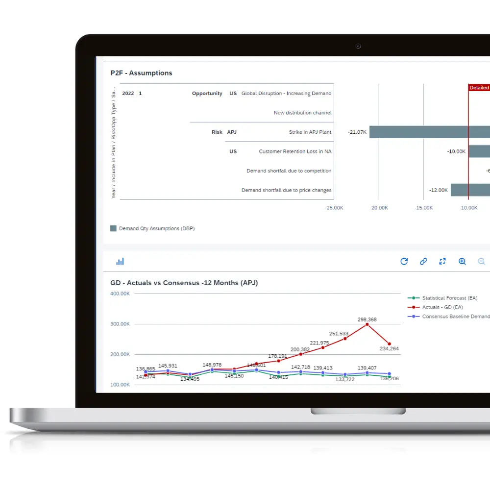 SAP IBP dashboard mockup